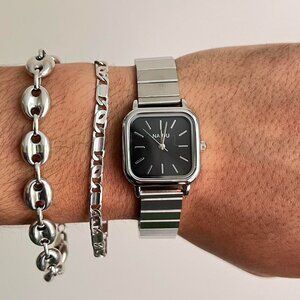 2000s vintage style square stainless steel luxury watch